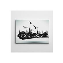 Dekolata İstanbul Silüeti Siyah Beyaz 100x140 cm Kanvas Tablo