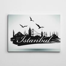 Dekolata İstanbul Silüeti Siyah Beyaz 30x40 cm Kanvas Tablo