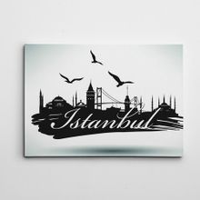 Dekolata İstanbul Silüeti Siyah Beyaz 35x50 cm Kanvas Tablo