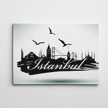 Dekolata İstanbul Silüeti Siyah Beyaz 70x100 cm Kanvas Tablo