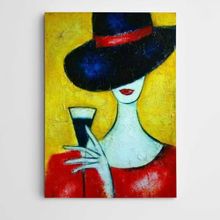 Dekolata Kadeh ve Kadın Modern Sanat 70x100 cm Kanvas Tablo