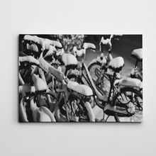 Dekolata Kar ve Bisiklet 25x35 cm Kanvas Tablo