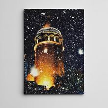 Dekolata Kar Yağışı ve Galata Mini 100x140 cm Kanvas Tablo