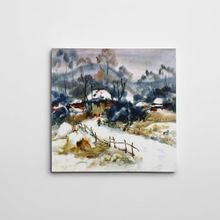 Dekolata Karlı Bir Gündüz Vakti Kare 50x50 cm Kanvas Tablo