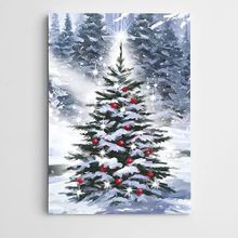 Dekolata Karlı Çam Ağacı 140x200 cm Kanvas Tablo