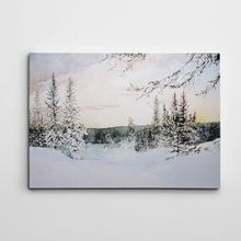 Dekolata Karlı Yol Koyunlar Ve Ağaçlar 30x40 cm Kanvas Tablo