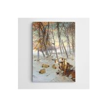 Dekolata Karlı Yol Koyunlar Ve Ağaçlar 35x50 cm Kanvas Tablo