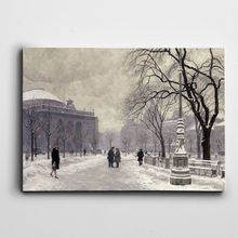 Dekolata Karlı Yollar Ve İnsanlar 25x35 cm Kanvas Tablo