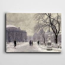 Dekolata Karlı Yollar Ve İnsanlar 85x120 cm Kanvas Tablo