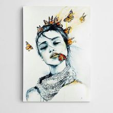 Dekolata Kelebekler ve Kadın Modern Sanat 30x40 cm Kanvas Tablo