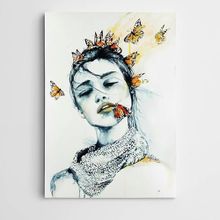 Dekolata Kelebekler ve Kadın Modern Sanat 40x60 cm Kanvas Tablo