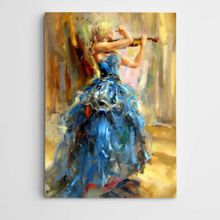 Dekolata Keman Çalan Kadın Modern Sanat 60x85 cm Kanvas Tablo