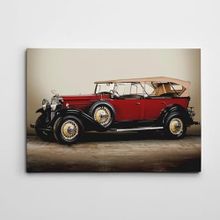 Dekolata Kırmızı Eski Otomobil 60x85 cm Kanvas Tablo
