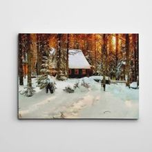 Dekolata Kış ve Ev Yağlı Boya Reprodüksiyon 40x60 cm Kanvas Tablo