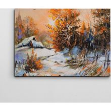 Dekolata Kış ve Yapraklar Yağlıboya Reprodüksiyon 30x40 cm Kanvas Tablo