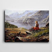 Dekolata Kız Çocuğu Ve Keçiler 60x85 cm Kanvas Tablo