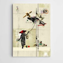 Dekolata Kız Çocuğu ve Ufo Modern Sanat 20x30 cm Kanvas Tablo