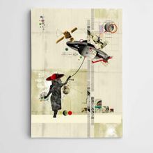 Dekolata Kız Çocuğu ve Ufo Modern Sanat 35x50 cm Kanvas Tablo