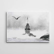 Dekolata Kız Kulesi ve Martı 140x200 cm Kanvas Tablo