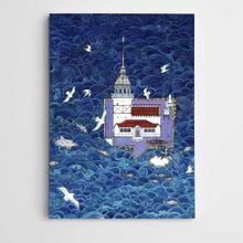 Dekolata Kız Kulesi ve Martılar Sanat 35x50 cm Kanvas Tablo
