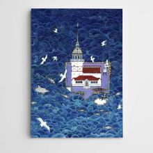Dekolata Kız Kulesi ve Martılar Sanat 40x60 cm Kanvas Tablo