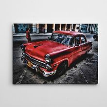 Dekolata Klasik Kırmızı Otomobil 30x40 cm Kanvas Tablo
