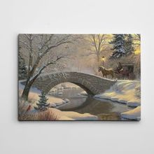 Dekolata Köprü ve At Arabası 70x100 cm Kanvas Tablo