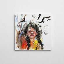 Dekolata Kuşlar ve Kız Çocuğu Kare 50x50 cm Kanvas Tablo