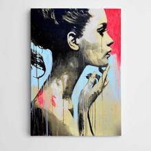 Dekolata Mavi Tonlar Portre Modern Sanat 60x85 cm Kanvas Tablo