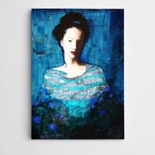 Dekolata Mavi ve Kadın Modern Sanat 50x70 cm Kanvas Tablo