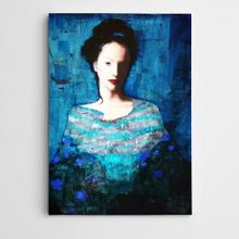 Dekolata Mavi ve Kadın Modern Sanat 60x85 cm Kanvas Tablo