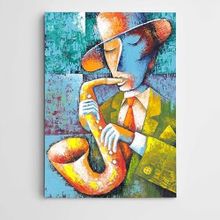Dekolata Müzisyen Saksafon Modern Sanat 20x30 cm Kanvas Tablo