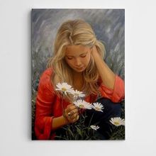 Dekolata Papatyalar Ve Kız 50x70 cm Kanvas Tablo