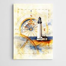 Dekolata Pusula ve Deniz Feneri 60x85 cm Kanvas Tablo