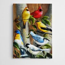 Dekolata Renkler Kuşlar Modern Sanat 30x40 cm Kanvas Tablo