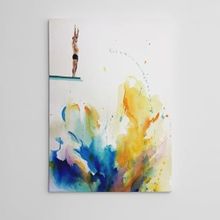 Dekolata Renklere Atlayış Suluboya 40x60 cm Kanvas Tablo