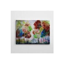 Dekolata Renkli Ağaçlar SuluBoya 20x30 cm Kanvas Tablo