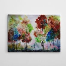 Dekolata Renkli Ağaçlar SuluBoya 35x50 cm Kanvas Tablo