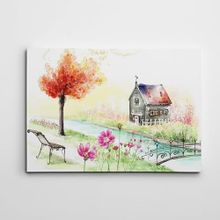 Dekolata Renkli Bahar Suluboya 30x40 cm Kanvas Tablo