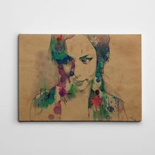 Dekolata Renkli Kadın Portresi 70x100 cm Kanvas Tablo