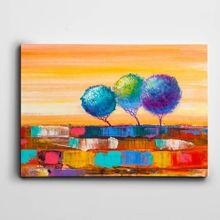 Dekolata Renkli Topraklar Ağaçlar 60x85 cm Kanvas Tablo