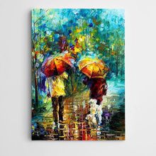 Dekolata Renkli Yağmur Şemsiyeler Ve Sevgililer 20x30 cm Kanvas Tablo
