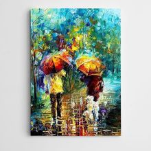 Dekolata Renkli Yağmur Şemsiyeler Ve Sevgililer 70x100 cm Kanvas Tablo