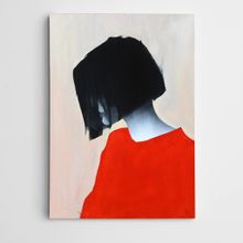 Dekolata Saçlar ve Kırmızı Modern Sanat 60x85 cm Kanvas Tablo