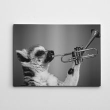 Dekolata Saksafon Çalan Köpek Siyah Beyaz 30x40 cm Kanvas Tablo