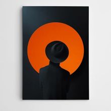 Dekolata Şapkalı Adam ve Ay Modern Sanat 100x140 cm Kanvas Tablo
