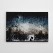 Dekolata Şehir Adam ve Yıldızlar 85x120 cm Kanvas Tablo