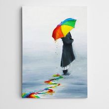 Dekolata Şemsiye ve Yol Modern Sanat 35x50 cm Kanvas Tablo