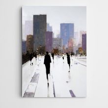 Dekolata Silüetler ve Şehir Modern Sanat 20x30 cm Kanvas Tablo