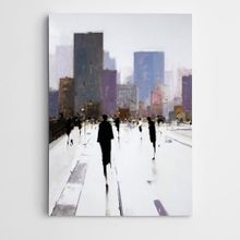 Dekolata Silüetler ve Şehir Modern Sanat 50x70 cm Kanvas Tablo